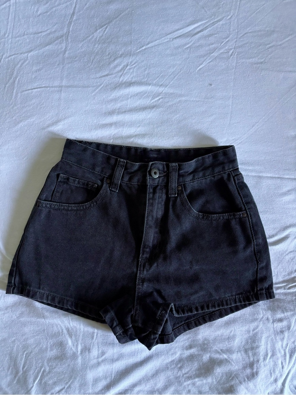 High-Rise Black Denim Women’s Shorts